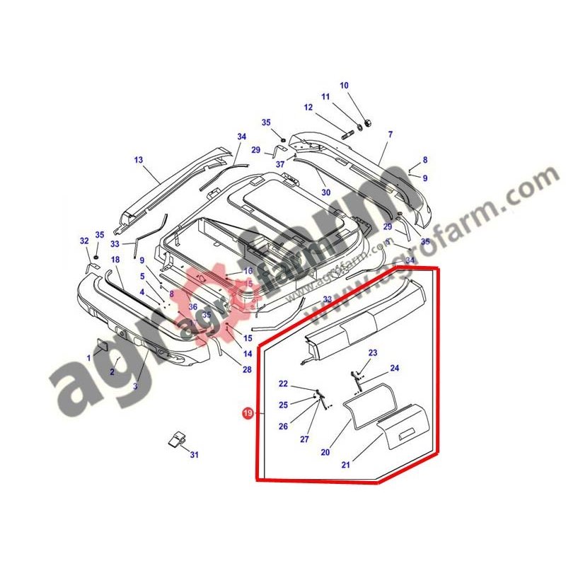 COUVERCLE DE TOIT GAUCHE MASSEY FERGUSON ORIGINAL